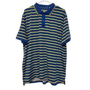 Men's TailorByrd Sport Golf Polo Blue Yellow Stripe Shirt Size XL EUC #6409